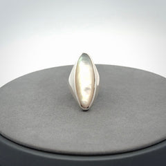 Hand made Sterling Silver ring with Mother of Pearl inlay