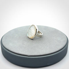 Sterling silver ring with Australian white mother of pearl inlay