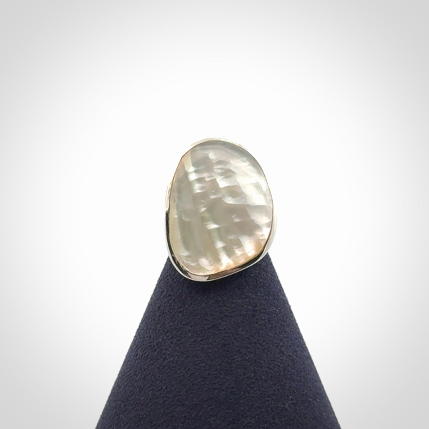 Sterling silver ring with Australian white mother of pearl inlay