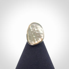 Sterling silver ring with Australian white mother of pearl inlay