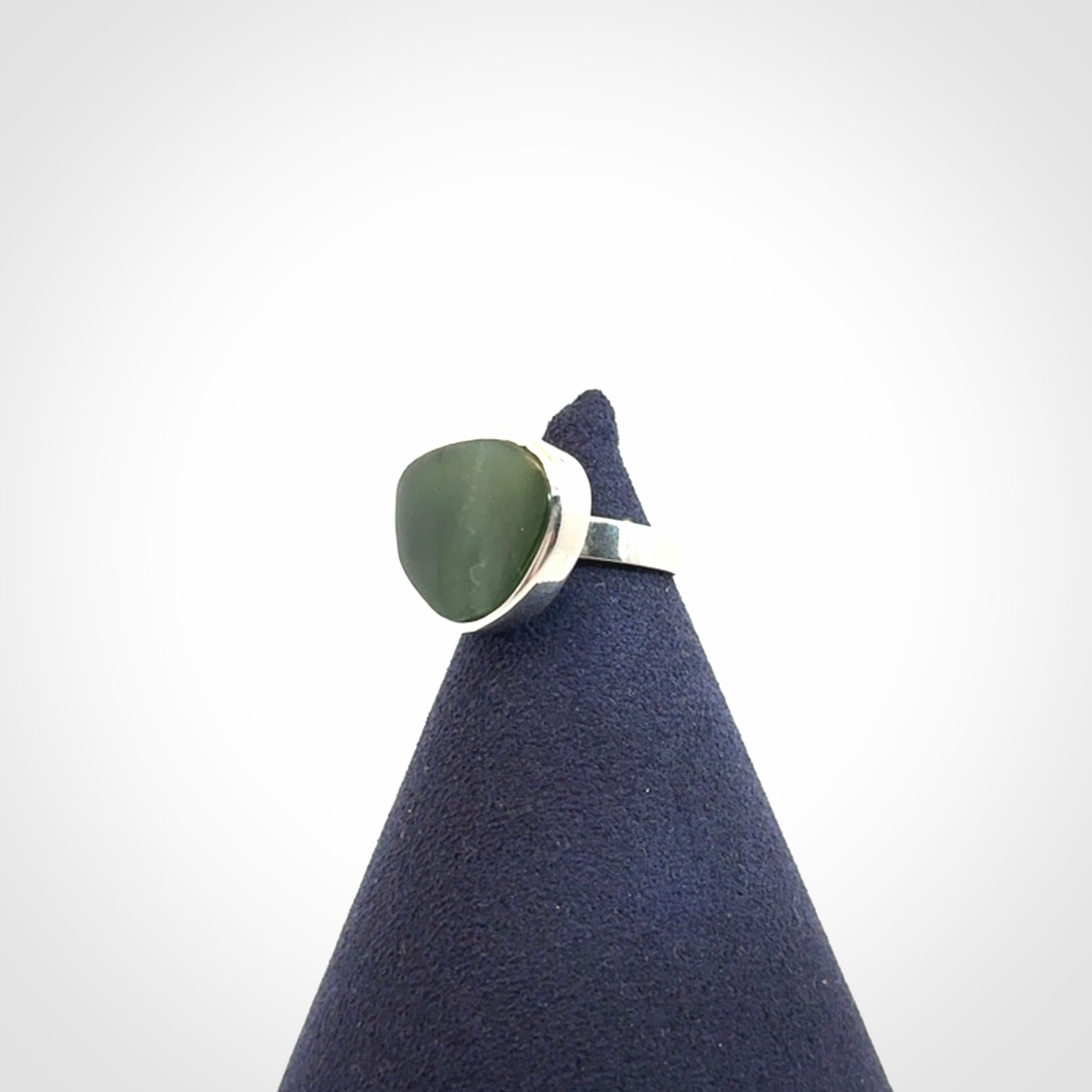 A Beautiful Pounamu, Jade, and Sterling Silver Ring