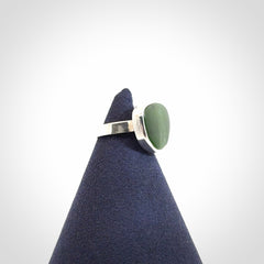 A Beautiful Pounamu, Jade, and Sterling Silver Ring