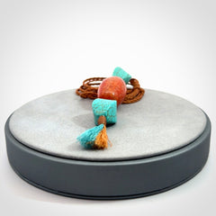 Hand crafted Snakeskin Agate and Turquoise drop pendant