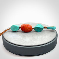 Hand crafted Snakeskin Agate and Turquoise drop pendant