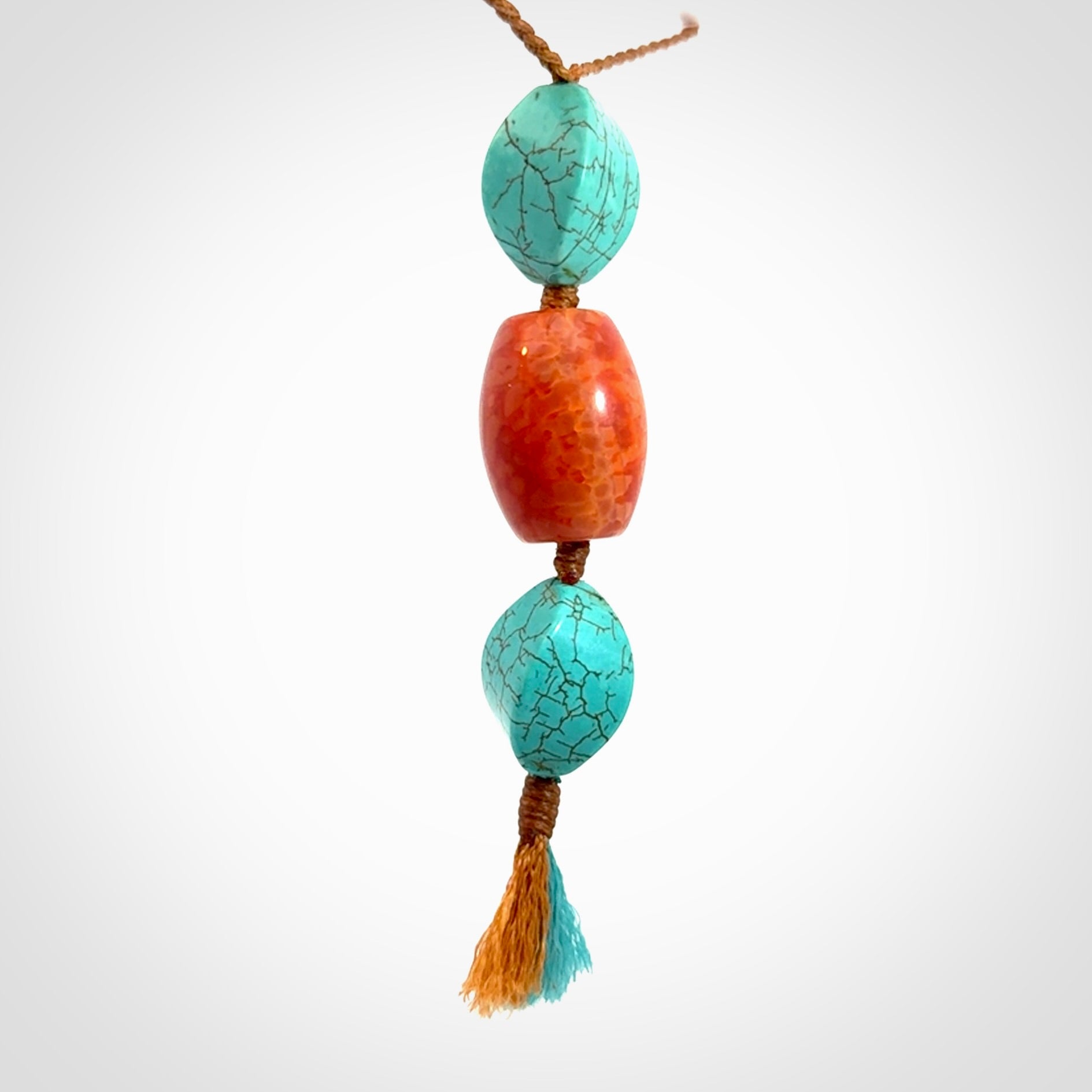 Hand crafted Snakeskin Agate and Turquoise drop pendant