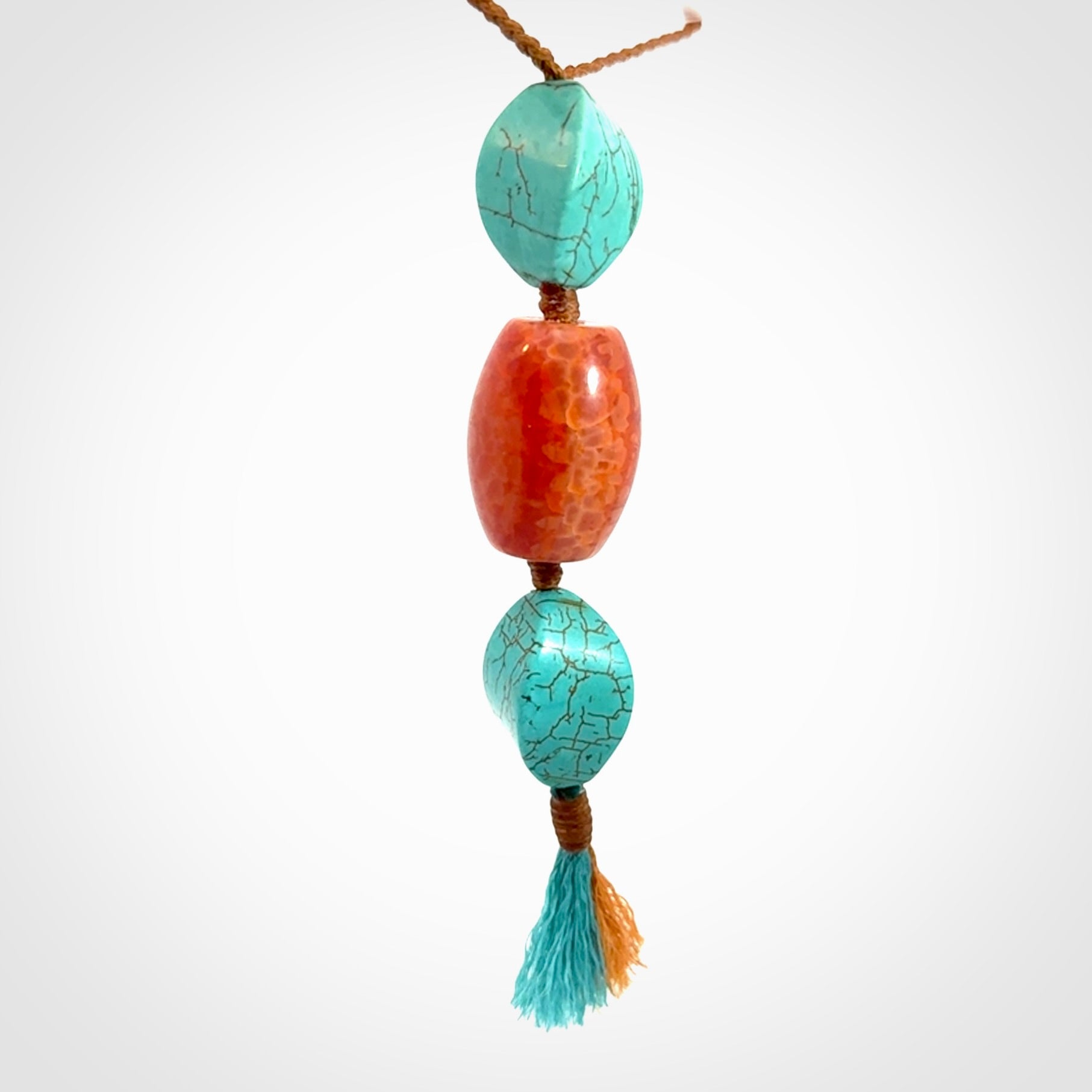 Hand crafted Snakeskin Agate and Turquoise drop pendant