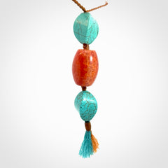 Hand crafted Snakeskin Agate and Turquoise drop pendant