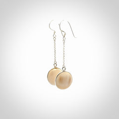 Hand made woolly mammoth tusk earrings. Made by NZ Pacific and sale online only.