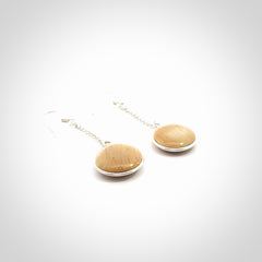 Hand made woolly mammoth tusk earrings. Made by NZ Pacific and sale online only.