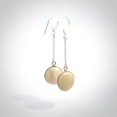 Hand made woolly mammoth tusk earrings. Made by NZ Pacific and sale online only.