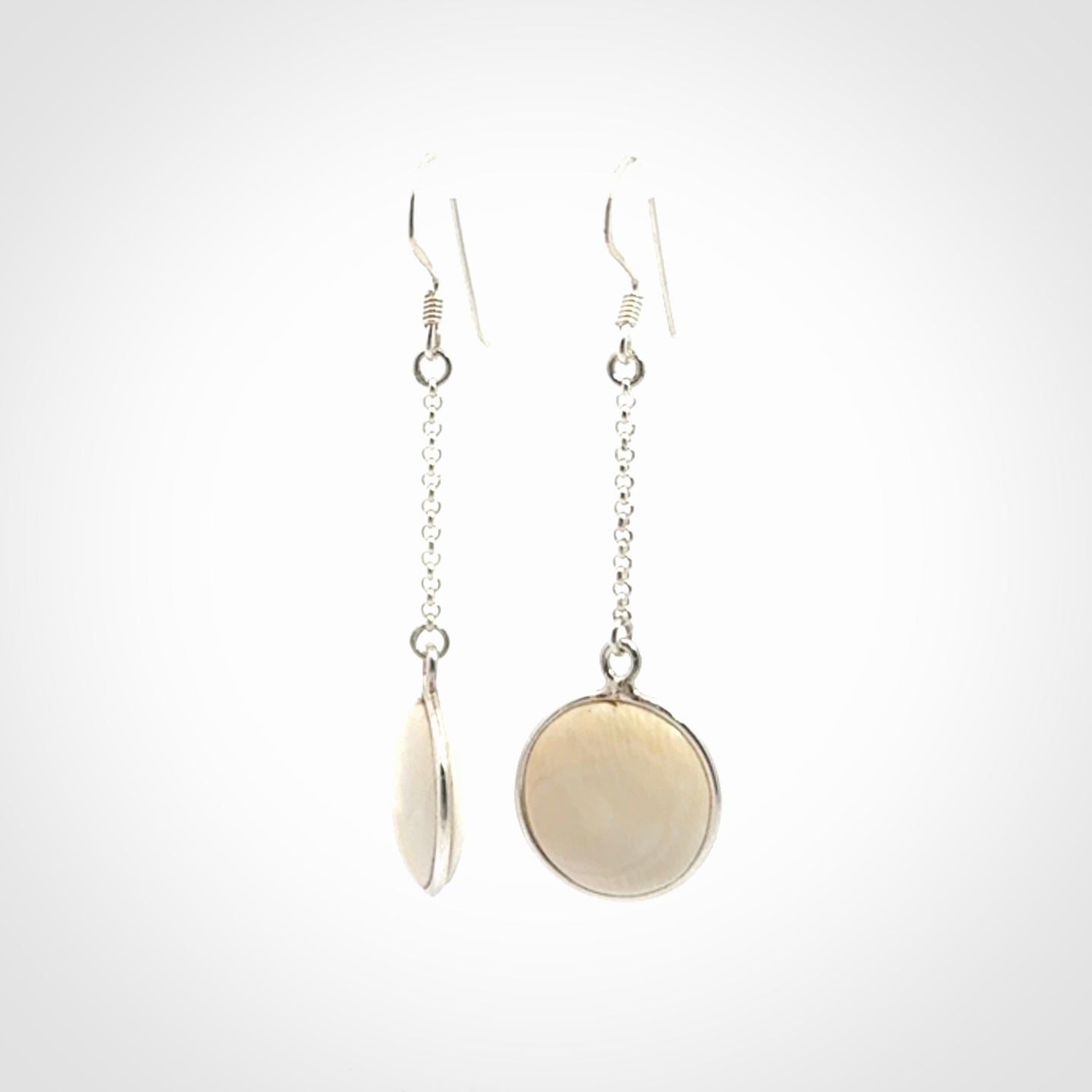 Hand made woolly mammoth tusk earrings. Made by NZ Pacific and sale online only.