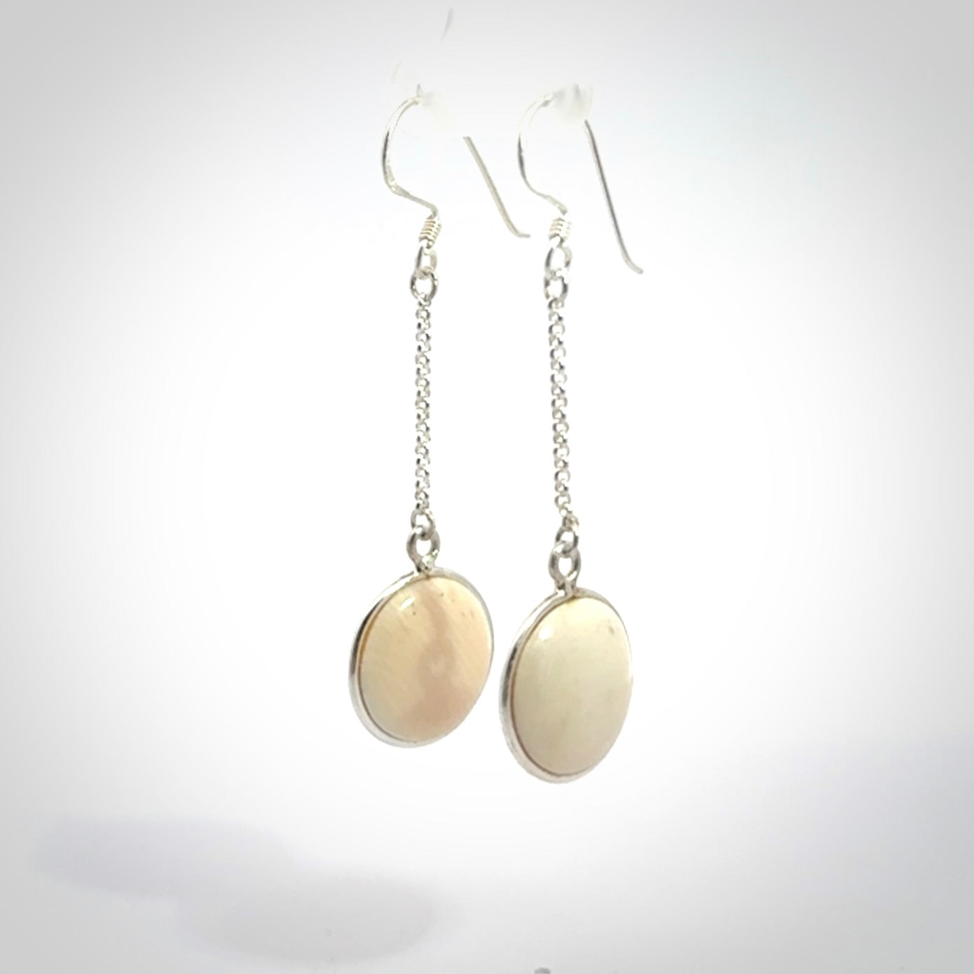 Hand made woolly mammoth tusk earrings. Made by NZ Pacific and sale online only.