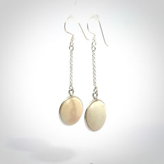 Hand made woolly mammoth tusk earrings. Made by NZ Pacific and sale online only.