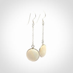 Hand made woolly mammoth tusk earrings. Made by NZ Pacific and sale online only.