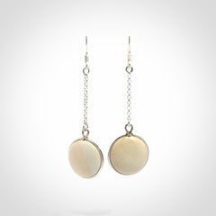 Hand made woolly mammoth tusk earrings. Made by NZ Pacific and sale online only.