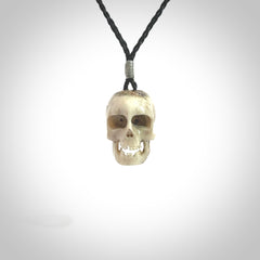 These are handmade skull pendants carved from deer antler. A fantastic piece if you like skulls and would like a medium sized piece. The cord is adjustable so you can wear this where it suits you best. We ship these free worldwide.