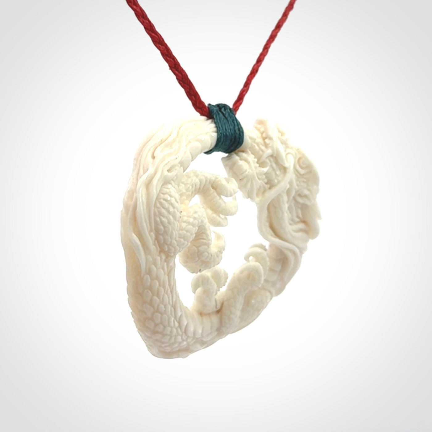 Epic Dragon Pendant, Hand Carved in Bone
