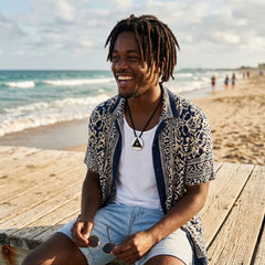 Man wearing Delta Mandela Pendant
