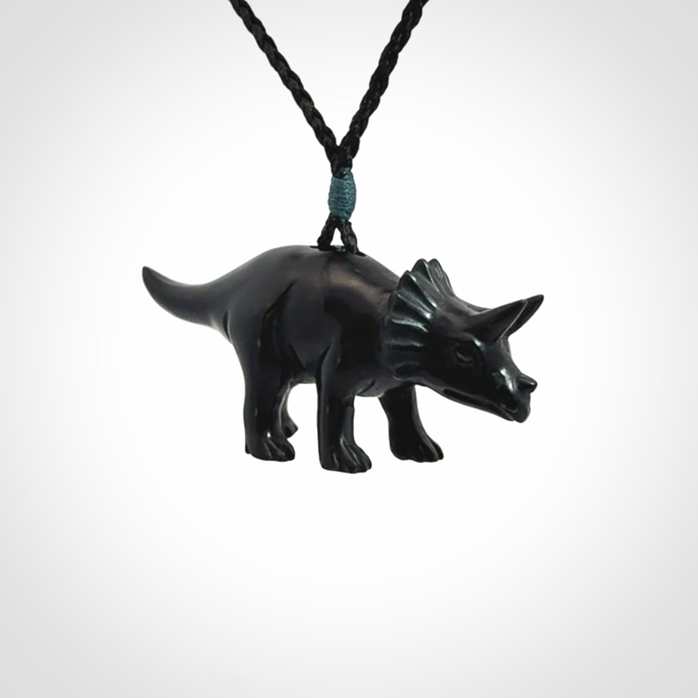 A Gorgeous Black Jade Triceratops Pendant