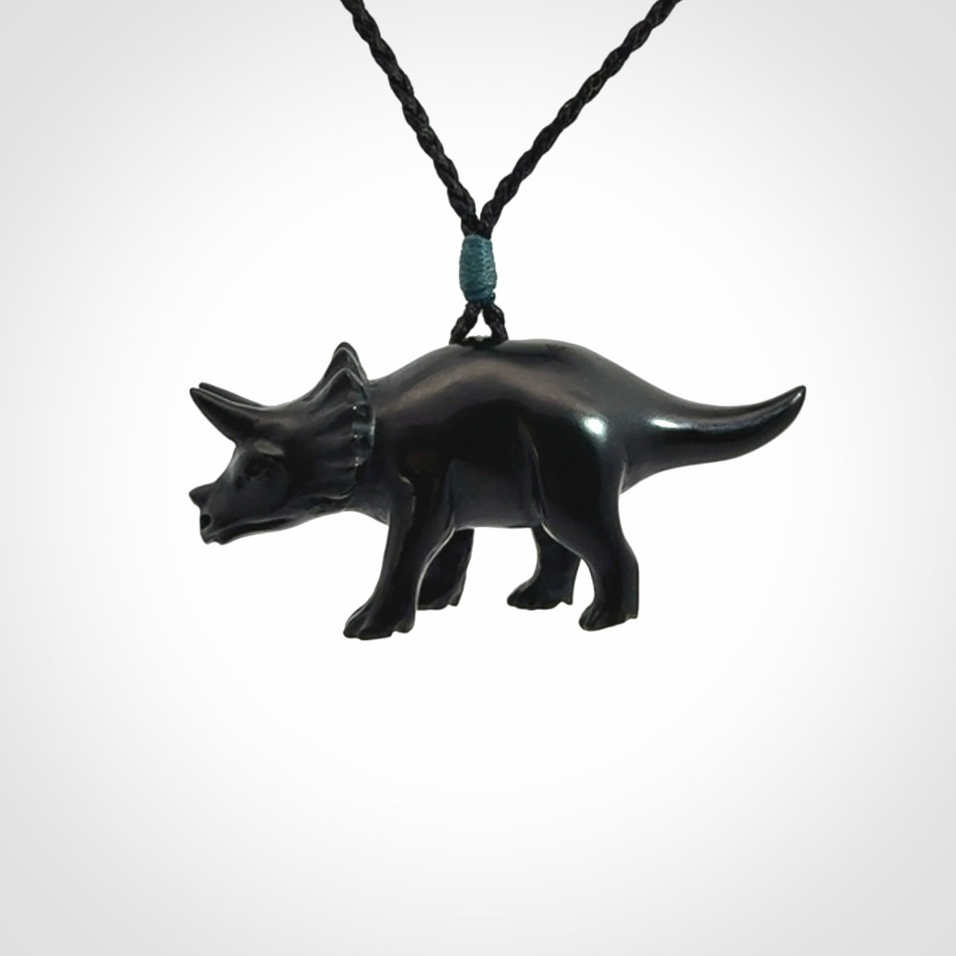 A Gorgeous Black Jade Triceratops Pendant