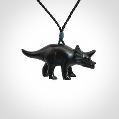 A Gorgeous Black Jade Triceratops Pendant