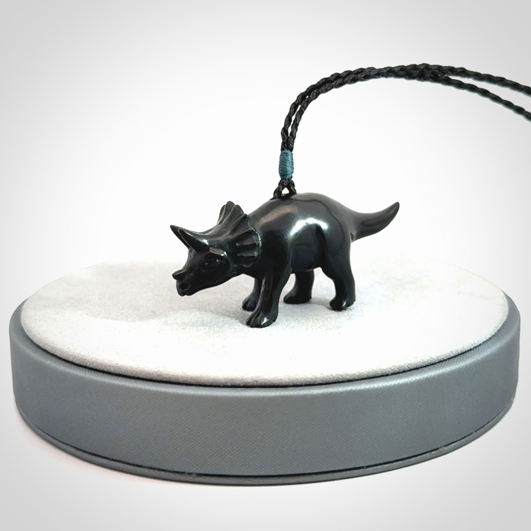 A Gorgeous Black Jade Triceratops Pendant
