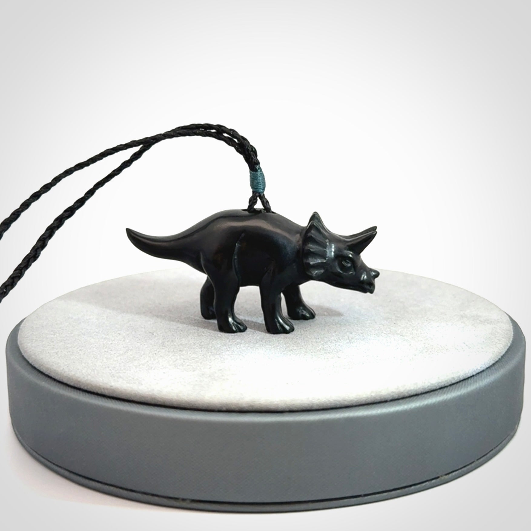 A Gorgeous Black Jade Triceratops Pendant