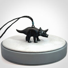 A Gorgeous Black Jade Triceratops Pendant