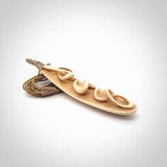A handcarved masterpiece. A complex twist pendant carved from bone by Yuri Terenyi for NZ Pacific. This is a true piece of wearable art which is collectible. A one-off masterpiece and quite unique. Delivered with Express Courier and gift wrapped in a woven kete pouch.