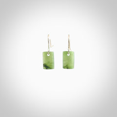 Hand carved small New Zealand jade drop earrings. Made by NZ Pacific from real jade. Online jewellery for sale online by NZ Pacific. Hand carved here in New Zealand by Ric Moor.