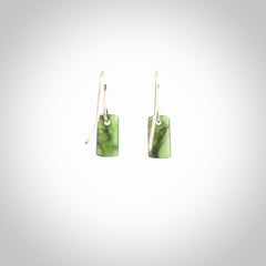 Hand carved small New Zealand jade drop earrings. Made by NZ Pacific from real jade. Online jewellery for sale online by NZ Pacific. Hand carved here in New Zealand by Ric Moor.