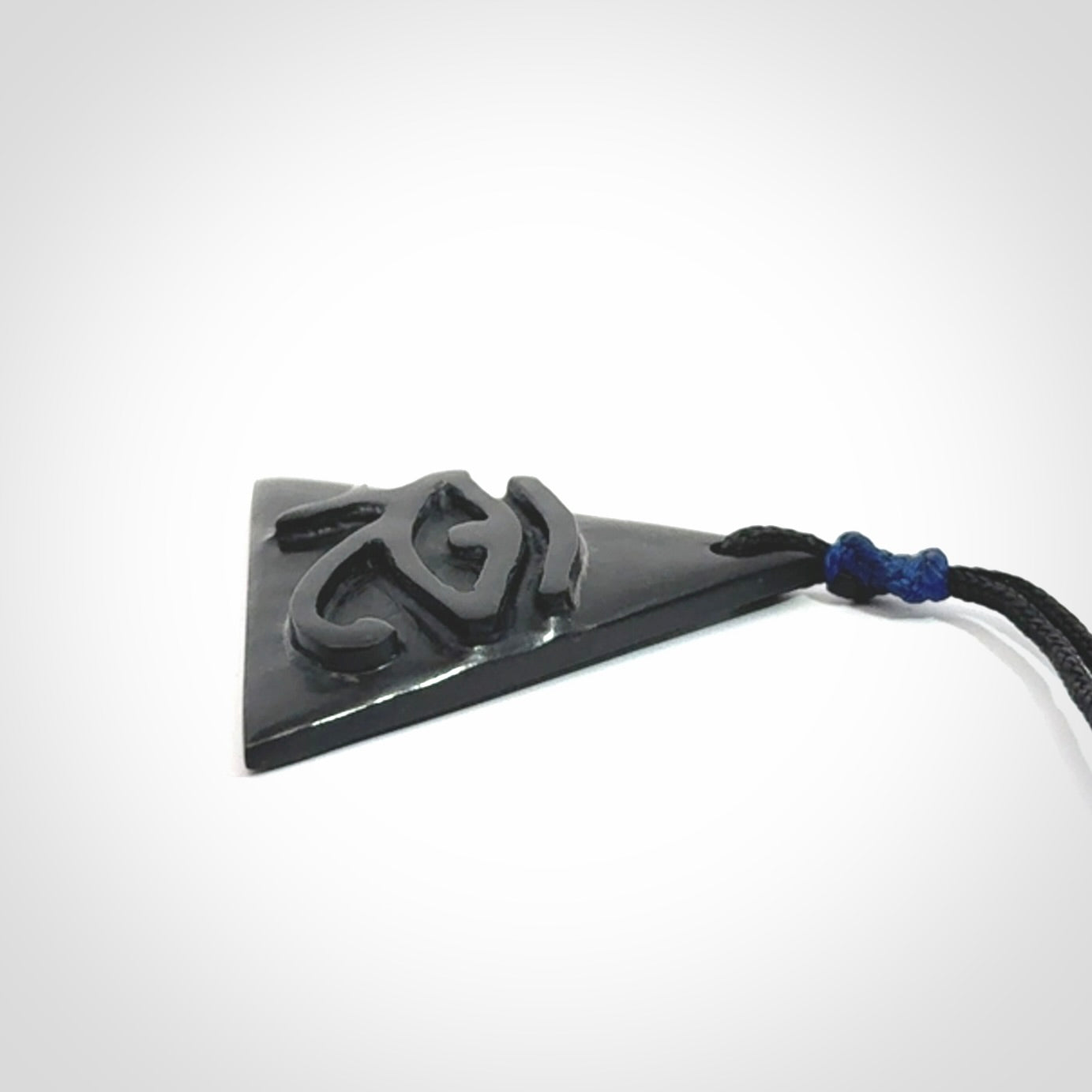 An Egyptian Eye of Horus pyramid pendant, hand made for us from Australian Black Jade. This pendant is provided with an adjustable black cord.