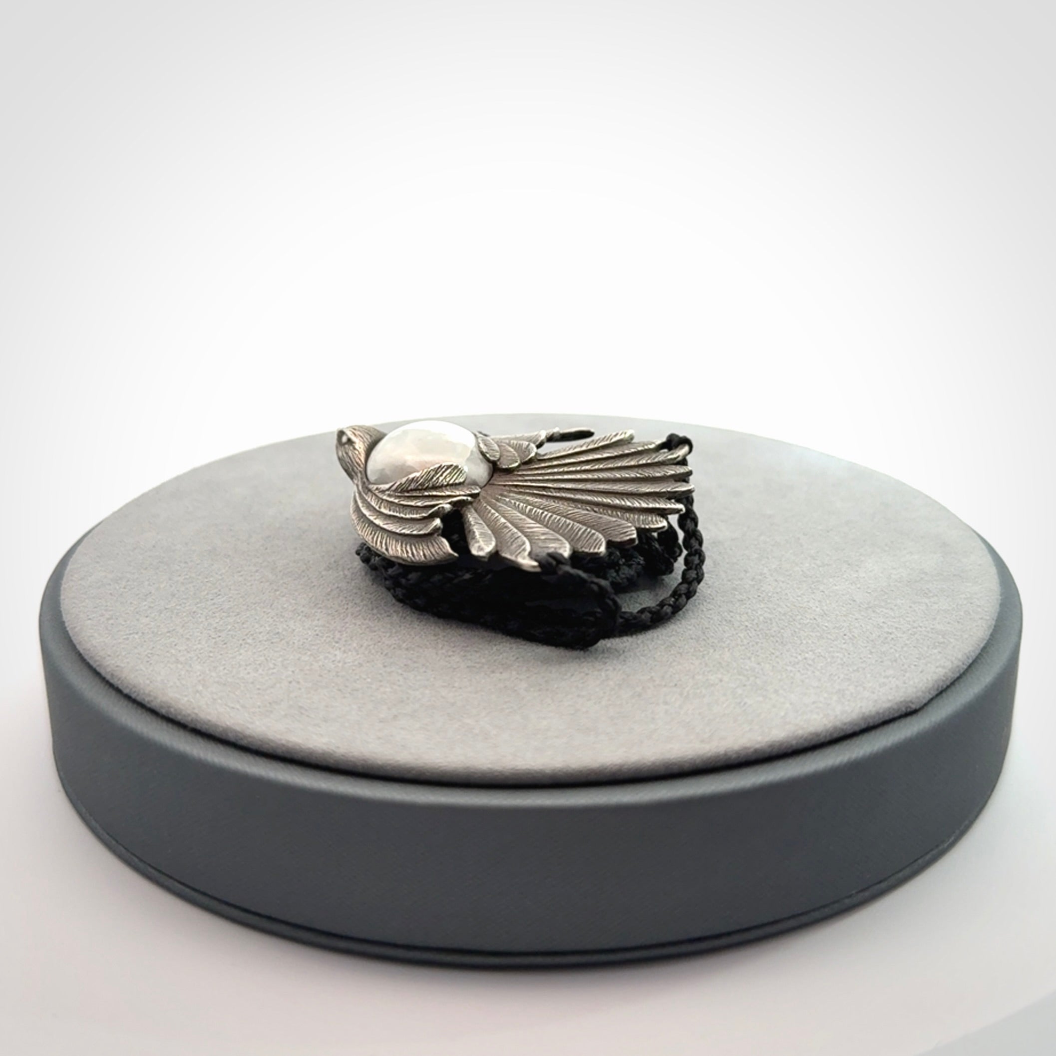 Silver and White Jade Fantail Pendant
