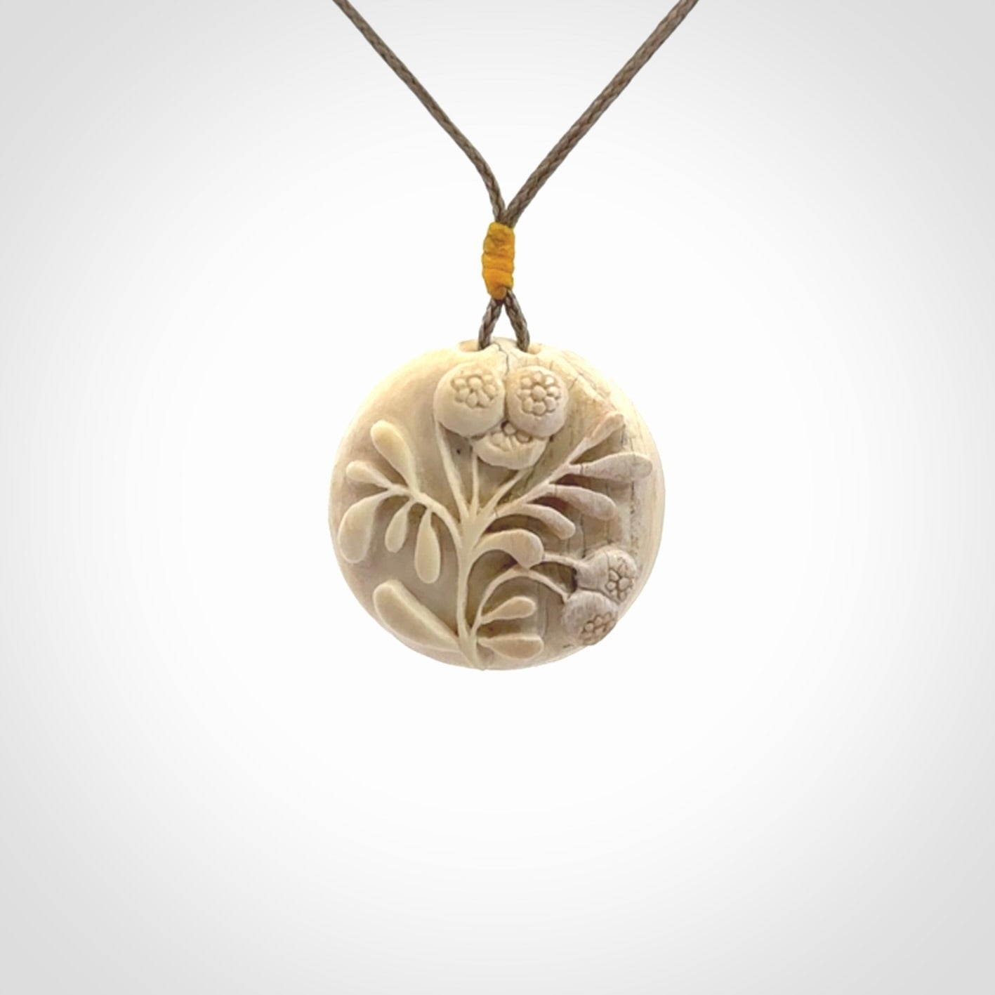 Flower pendant, Hand Carved in Woolly Mammoth Tusk