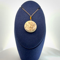 Flower pendant, Hand Carved in Woolly Mammoth Tusk