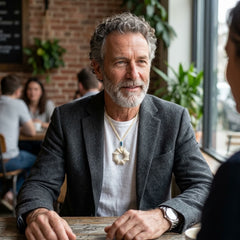 Man wearing bone pendant