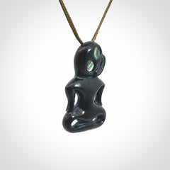 Hand Carved New Zealand Jade Tiki Pendant