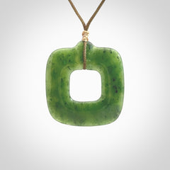 Hand carved British Columbian jade pendant. Carved by NZ Pacific from British Columbian jade. This is a modern, contemporary pendant made from natural materials.