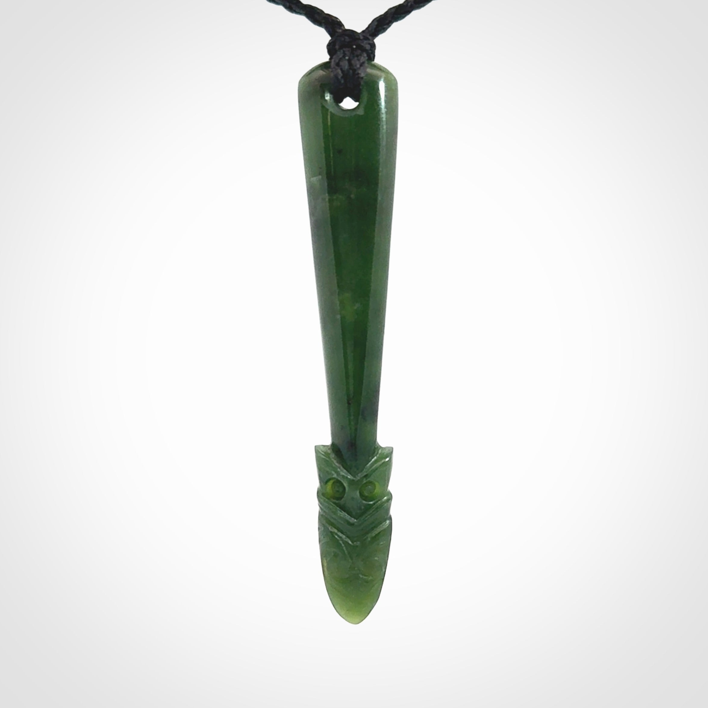 Hand carved New Zealand Jade Taiaha pendant