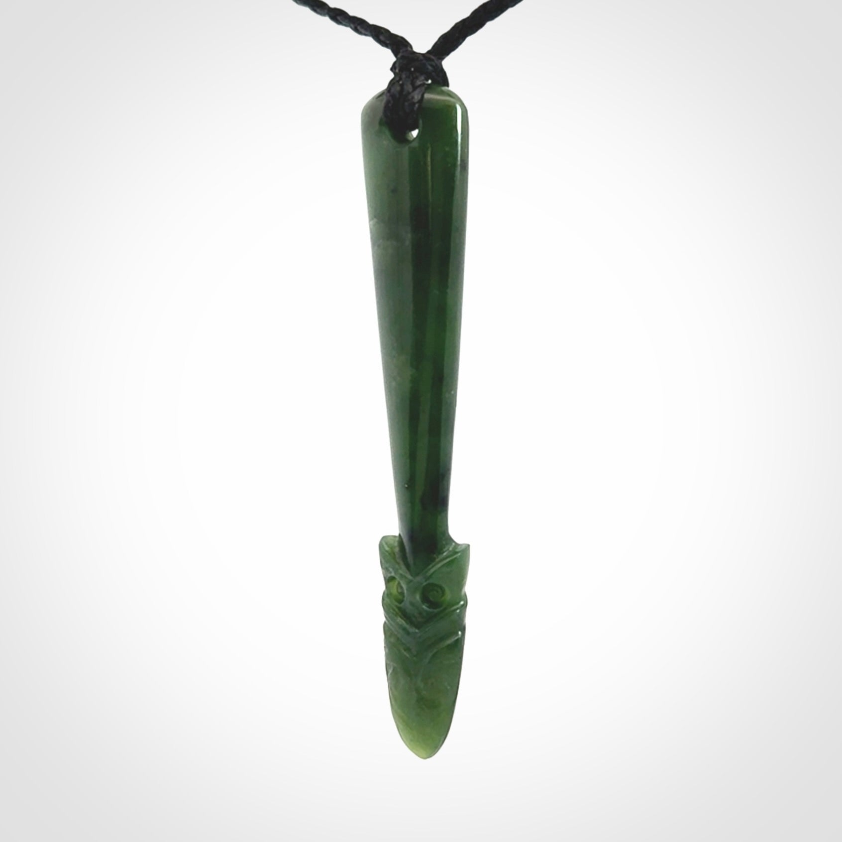 Hand carved New Zealand Jade Taiaha pendant