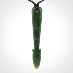 Hand carved New Zealand Jade Taiaha pendant