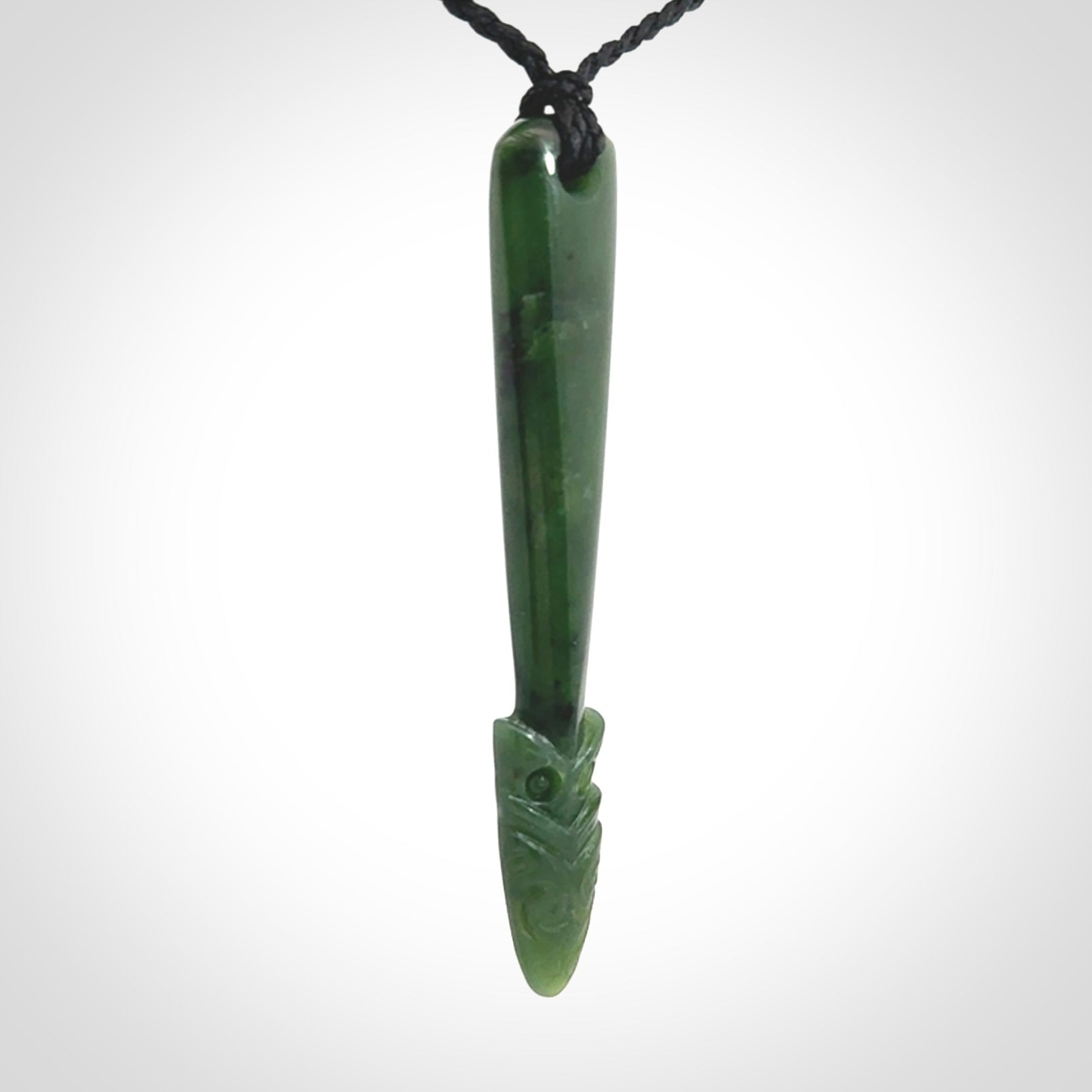 Hand carved New Zealand Jade Taiaha pendant