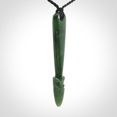 Hand carved New Zealand Jade Taiaha pendant