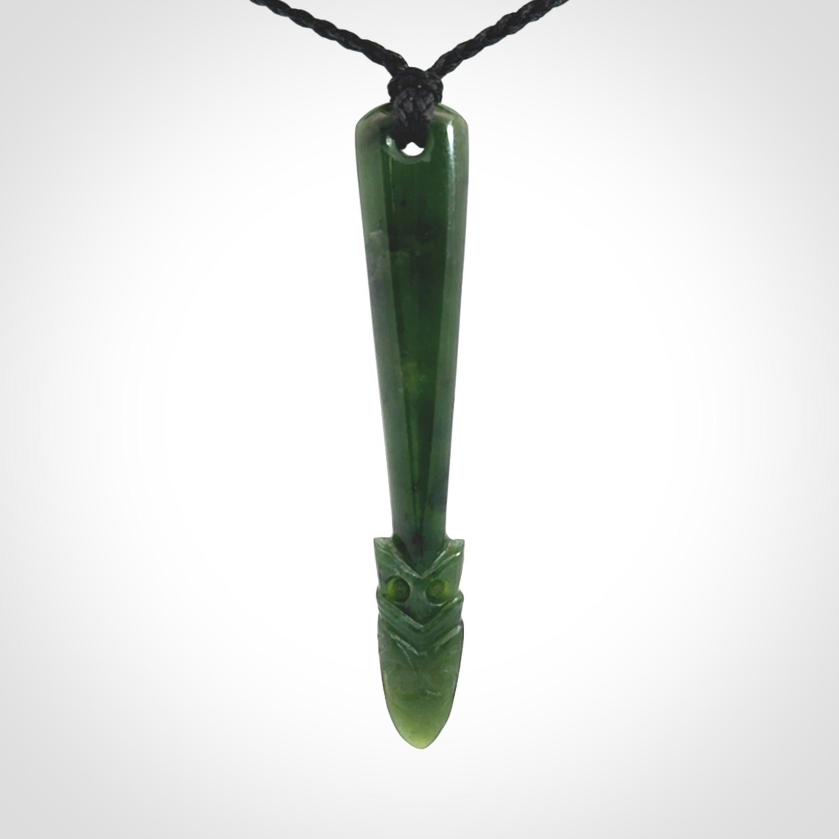 Hand carved New Zealand Jade Taiaha pendant