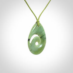 Hand carved New Zealand Jade koru drop pendants