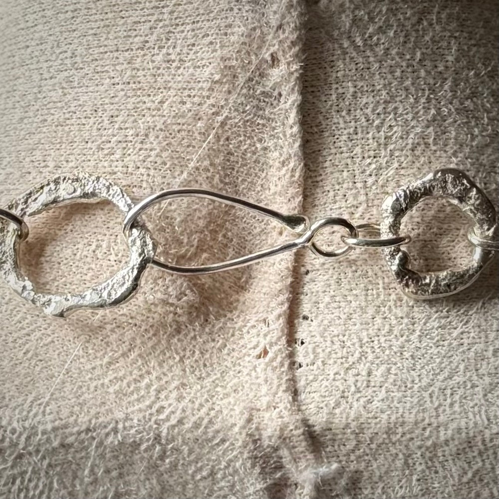 A photo of a sterling silver fashionable chain with New Zealand Jade. This is stylish womens statement piece - hand crafted here in New Zealand.