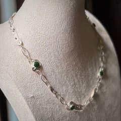 A photo of a sterling silver fashionable chain with New Zealand Jade. This is stylish womens statement piece - hand crafted here in New Zealand.