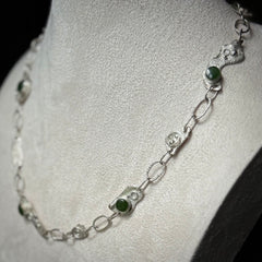 A photo of a sterling silver fashionable chain with New Zealand Jade. This is stylish womens statement piece - hand crafted here in New Zealand.