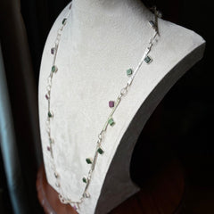 Hand made jade and ruby sterling silver necklace.