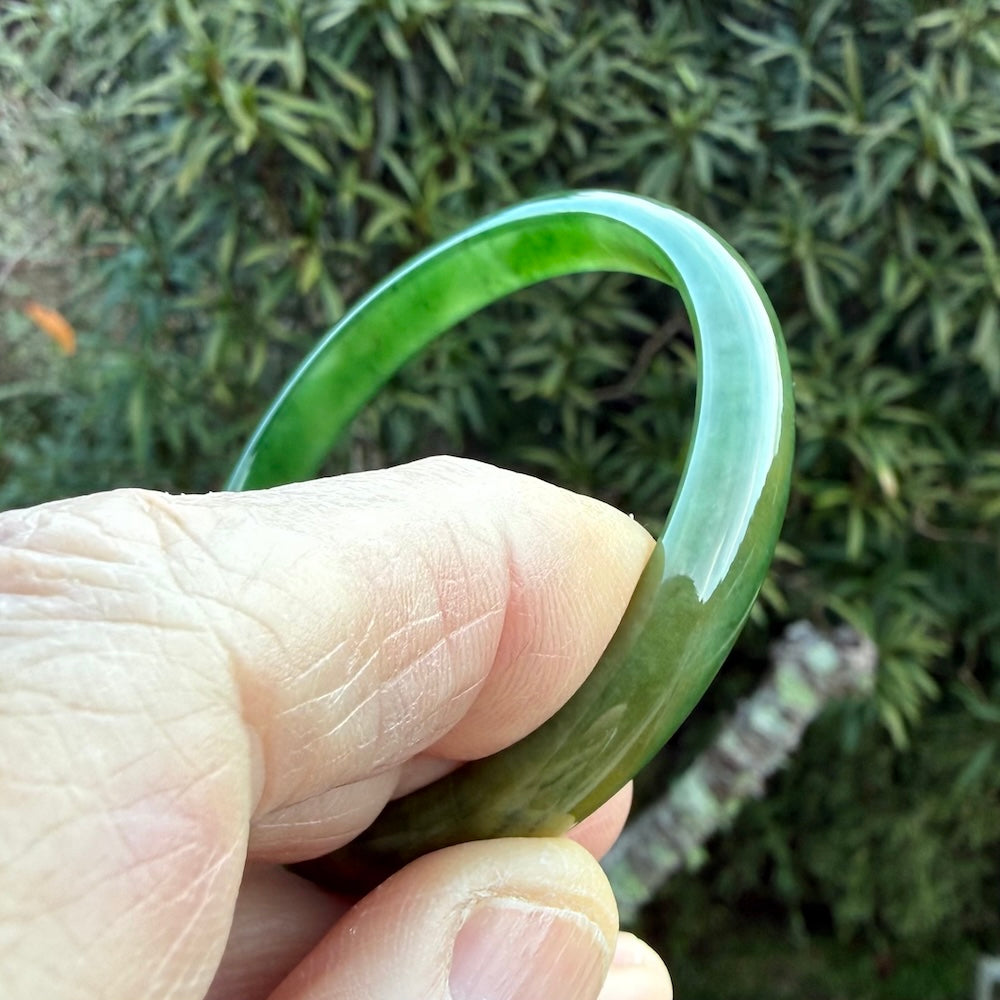 Hand carved New Zealand Flower Jade bangle